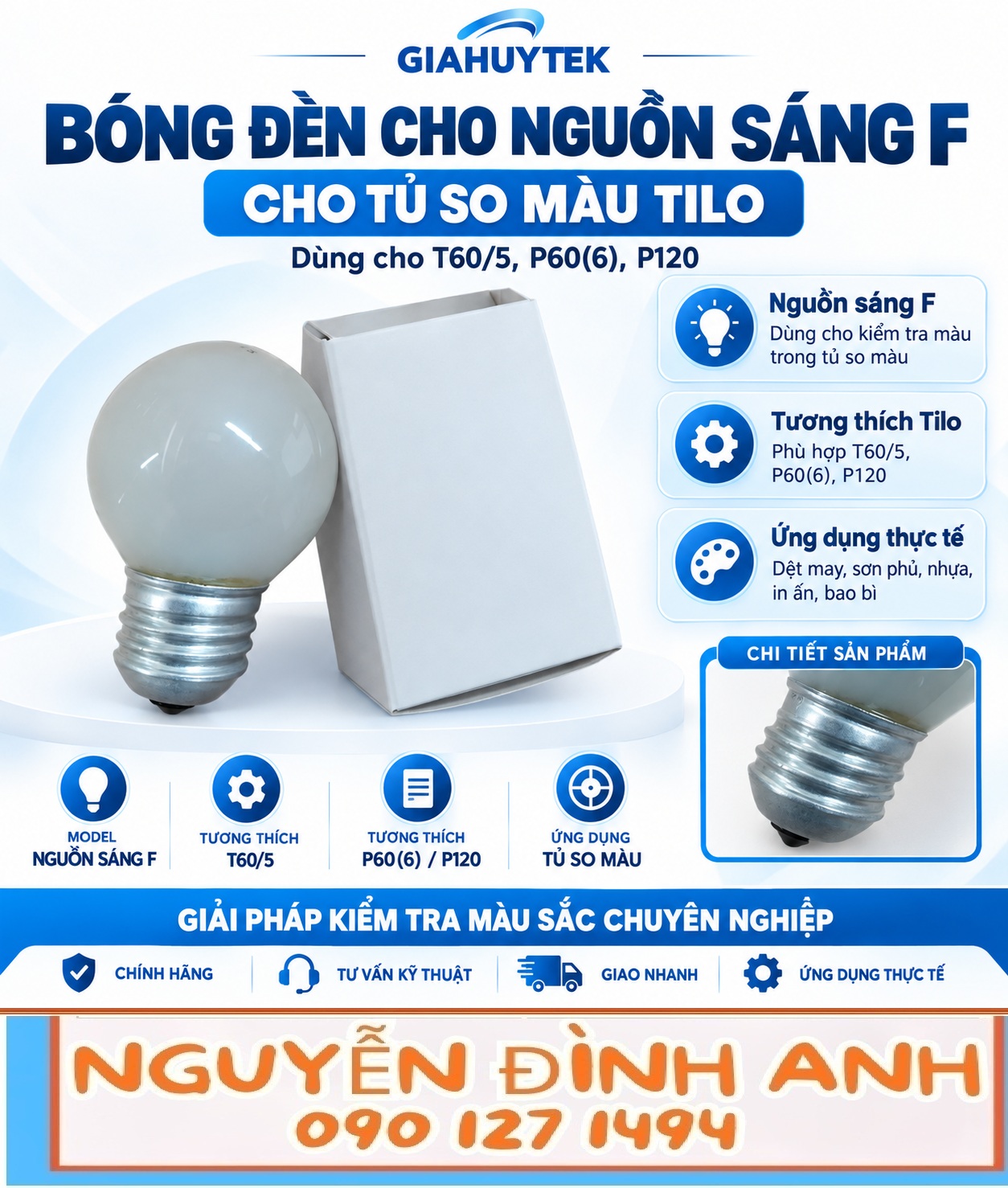 Bóng đèn nguồn sáng F cho tủ so màu TILO T60/5, P60(6), P120 – Nguyễn Đình Anh – 090 127 1494